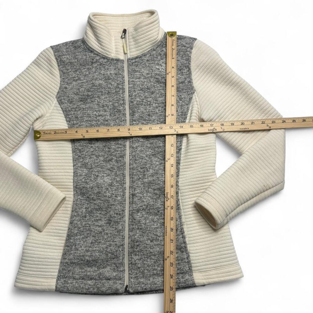 The North Face Cream Gray Knit Fleece Full Zip Jacket Womens Medium - Picture 8 of 8